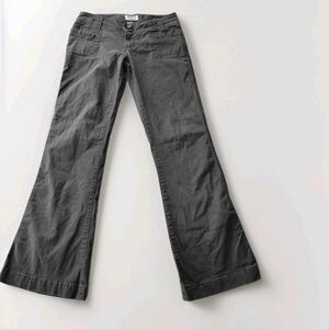 Vintage Y2k Nobo Chino Black Flare Wide Leg Pants Low Rise Flat Front Baggy 9 Jr